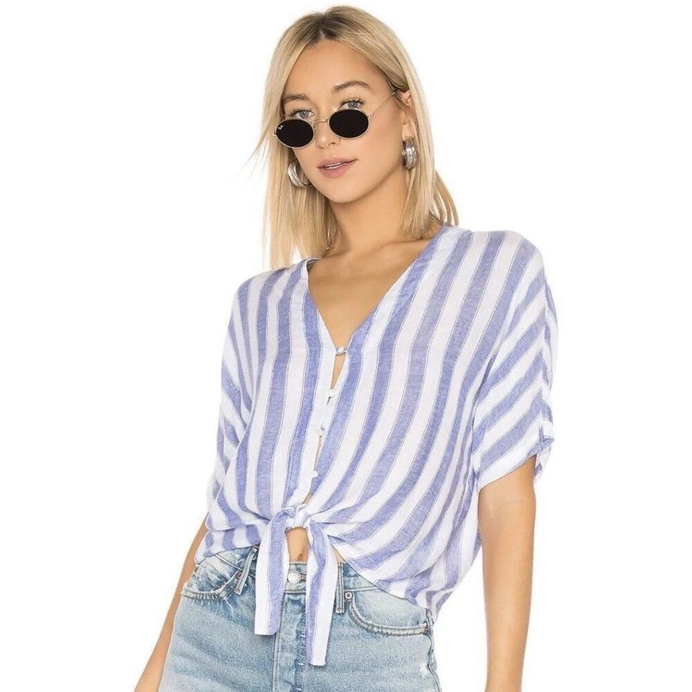 Rails Thea Pacifica Stripe Tie Front Top S Coastal Grandma California Nautical